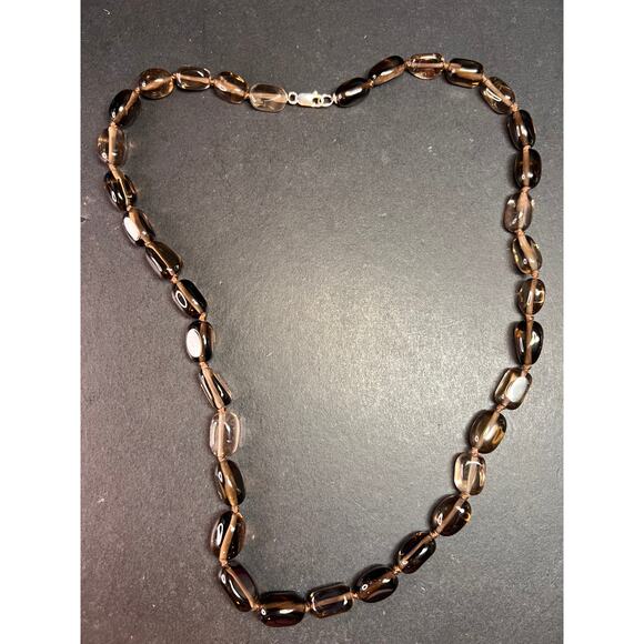 NEW smoky quartz 24 inch necklace with sterling silver clasp - Picture 2 of 12